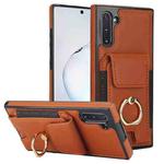 For Samsung Galaxy Note10 Elastic Card Bag Ring Holder Phone Case(Brown)