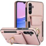 For Samsung Galaxy A15 Elastic Card Bag Ring Holder Phone Case(Rose Gold)