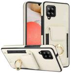 For Samsung Galaxy A42 Elastic Card Bag Ring Holder Phone Case(White)