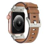 For Apple Watch Series 6 44mm Mecha Style Leather Watch Band(Dark Brown)