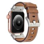 For Apple Watch Series 5 44mm Mecha Style Leather Watch Band(Dark Brown)