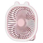 2 in 1 Portable Desktop Electric Fan Hanging Small Fan with LED Light(Pink)