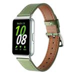 For Samsung Galaxy Fit 3 Sewing Thread Genuine Leather Watch Band(Avocado Green)