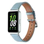 For Samsung Galaxy Fit 3 Sewing Thread Genuine Leather Watch Band(Sky Blue)