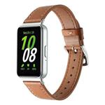 For Samsung Galaxy Fit 3 Sewing Thread Genuine Leather Watch Band(Brown)