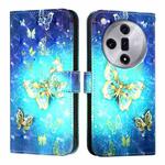 For OPPO Find X7 3D Painting Horizontal Flip Leather Phone Case(Golden Butterfly)