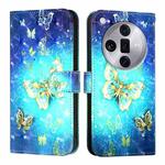 For OPPO Find X7 Ultra 3D Painting Horizontal Flip Leather Phone Case(Golden Butterfly)