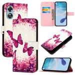 For OPPO A17 4G Global / A17k 3D Painting Horizontal Flip Leather Phone Case(Rose Butterfly)