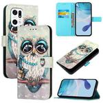 For OPPO Find X5 Pro 3D Painting Horizontal Flip Leather Phone Case(Grey Owl)