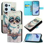 For OPPO Reno8 5G Global 3D Painting Horizontal Flip Leather Phone Case(Grey Owl)