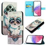 For OPPO Reno12 F Global 3D Painting Horizontal Flip Leather Phone Case(Grey Owl)