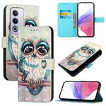 For OPPO A3 Pro 5G Global 3D Painting Horizontal Flip Leather Phone Case(Grey Owl)