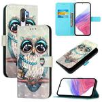 For OPPO A9 2020 4G / A5 2020 4G 3D Painting Horizontal Flip Leather Phone Case(Grey Owl)