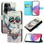 For OPPO Reno13 F 5G Global 3D Painting Horizontal Flip Leather Phone Case(Grey Owl)