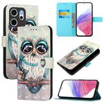For OPPO Reno14 F 5G 3D Painting Horizontal Flip Leather Phone Case(Grey Owl)
