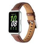 For Samsung Galaxy Fit 3 Pointed Tail Genuine Leather Watch Band(Brown)