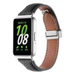 For Samsung Galaxy Fit 3 Litchi Texture Magnetic Buckle Slim Leather Watch Band(Black)