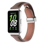 For Samsung Galaxy Fit 3 Litchi Texture Magnetic Buckle Slim Leather Watch Band(Coffee)