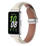 For Samsung Galaxy Fit 3 Litchi Texture Magnetic Buckle Slim Leather Watch Band(Milk White)