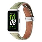 For Samsung Galaxy Fit 3 Litchi Texture Magnetic Buckle Slim Leather Watch Band(Avocado Green)
