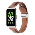 For Samsung Galaxy Fit 3 Litchi Texture Magnetic Buckle Slim Leather Watch Band(Brown)