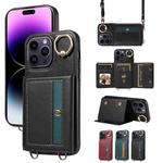 For iPhone 14 Pro Max Crossbodys Card Bag Ring Holder Leather Phone Case(Black)