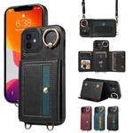 For iPhone 12 / 12 Pro Crossbodys Card Bag Ring Holder Leather Phone Case(Black)