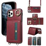 For iPhone 11 Pro Max Crossbodys Card Bag Ring Holder Leather Phone Case(Red)
