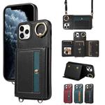 For iPhone 11 Pro Max Crossbodys Card Bag Ring Holder Leather Phone Case(Black)