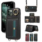 For iPhone 11 Pro Crossbodys Card Bag Ring Holder Leather Phone Case(Black)