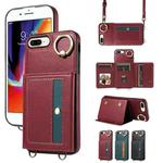 For iPhone 7 Plus / 8 Plus Crossbodys Card Bag Ring Holder Leather Phone Case(Red)