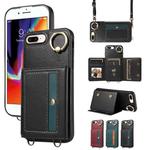 For iPhone 7 Plus / 8 Plus Crossbodys Card Bag Ring Holder Leather Phone Case(Black)