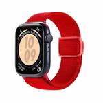 For Apple Watch SE 2023 44mm Carbon Fiber Texture Snap Buckle Nylon Watch Band(Red)