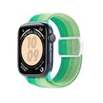 For Apple Watch SE 2023 44mm Carbon Fiber Texture Snap Buckle Nylon Watch Band(Gradient Green)