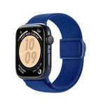 For Apple Watch SE 2023 44mm Carbon Fiber Texture Snap Buckle Nylon Watch Band(Blue)
