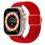 For Apple Watch Ultra 2 49mm Carbon Fiber Texture Snap Buckle Nylon Watch Band(Red)