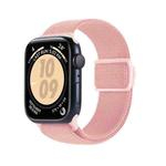 For Apple Watch SE 44mm Carbon Fiber Texture Snap Buckle Nylon Watch Band(Pink)