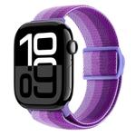 For Apple Watch Series 10 46mm Carbon Fiber Texture Snap Buckle Nylon Watch Band(Gradient Purple)