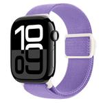 For Apple Watch Series 10 46mm Carbon Fiber Texture Snap Buckle Nylon Watch Band(Purple)