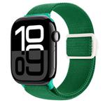 For Apple Watch Series 10 42mm Carbon Fiber Texture Snap Buckle Nylon Watch Band(Green)