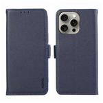 For iPhone 15 Pro Max ABEEL Side-Magnetic Litchi Pattern Leather RFID Phone Case(Blue)