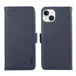 For iPhone 15 Plus ABEEL Side-Magnetic Litchi Pattern Leather RFID Phone Case(Blue)