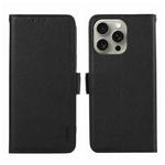 For iPhone 13 Pro ABEEL Side-Magnetic Litchi Pattern Leather RFID Phone Case(Black)