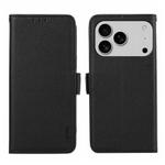 For iPhone 17 Pro Max ABEEL Side-Magnetic Litchi Pattern Leather RFID Phone Case(Black)
