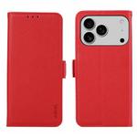 For iPhone 17 Pro Max ABEEL Side-Magnetic Litchi Pattern Leather RFID Phone Case(Red)