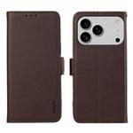 For iPhone 17 Pro Max ABEEL Side-Magnetic Litchi Pattern Leather RFID Phone Case(Brown)
