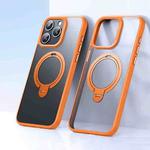 For iPhone 13 Pro Max Double Ring MagSafe Magnetic Holder Phone Case(Matte Orange)