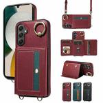 For Samsung Galaxy A34 5G Crossbodys Wallet Bag Ring Holder Leather Phone Case(Red)