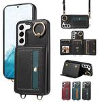 For Samsung Galaxy S22 5G Crossbodys Wallet Bag Ring Holder Leather Phone Case(Black)