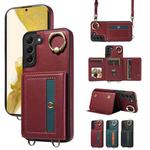 For Samsung Galaxy S22+ 5G Crossbodys Wallet Bag Ring Holder Leather Phone Case(Red)